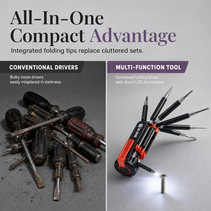 🎁2027 New Arrivals 50% OFF💥 Folding Multi-Bit Screwdriver with LED