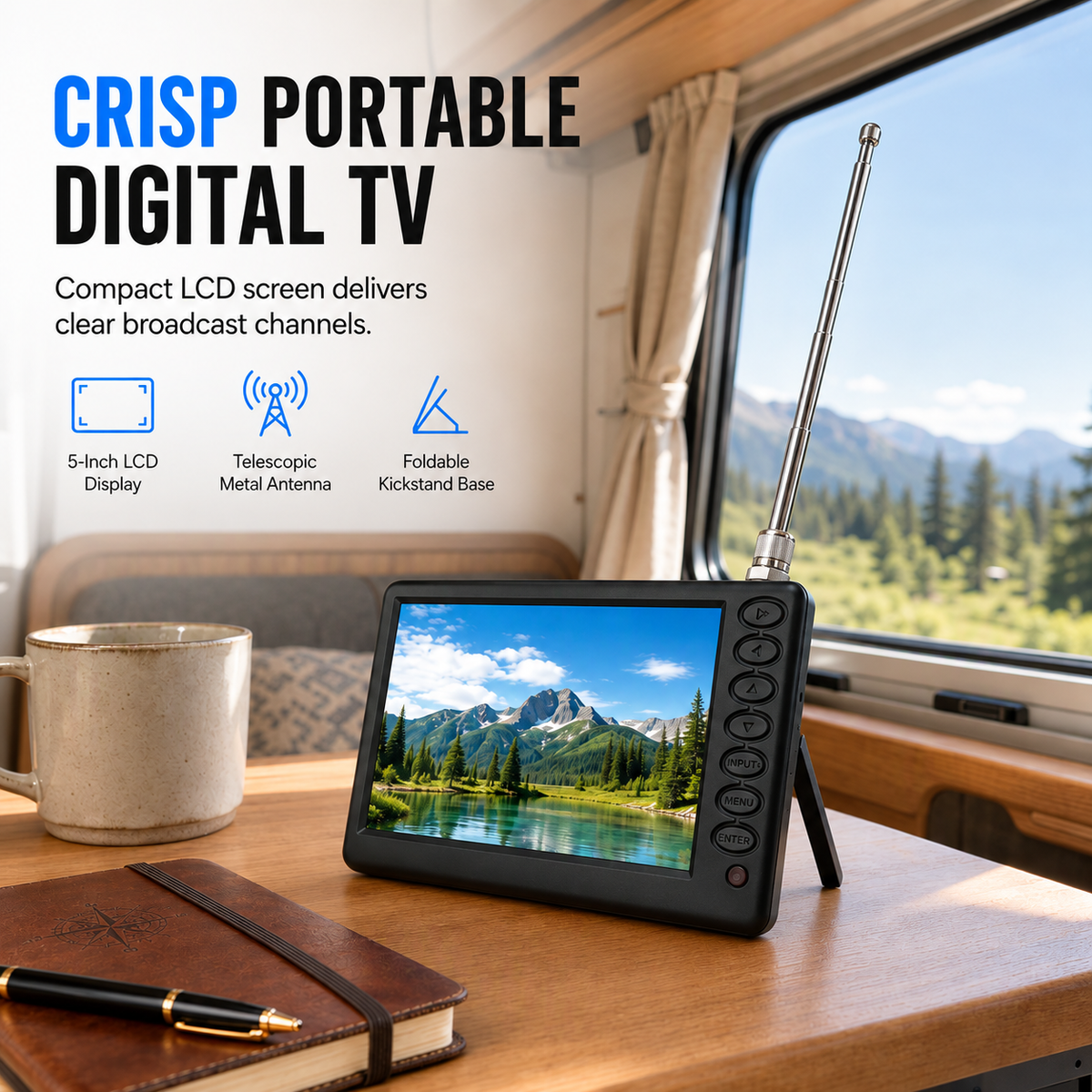 🖤 Black Friday Sale – Up to 50% OFF!📺5-Inch Rechargeable Portable Digital TV – A Handy Little Screen for Home & Campervan