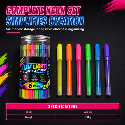 🎨6-Piece UV Neon Highlighter Markers