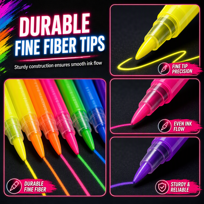 🎨6-Piece UV Neon Highlighter Markers