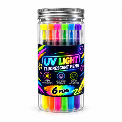 🎨6-Piece UV Neon Highlighter Markers