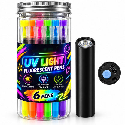 🎨6-Piece UV Neon Highlighter Markers