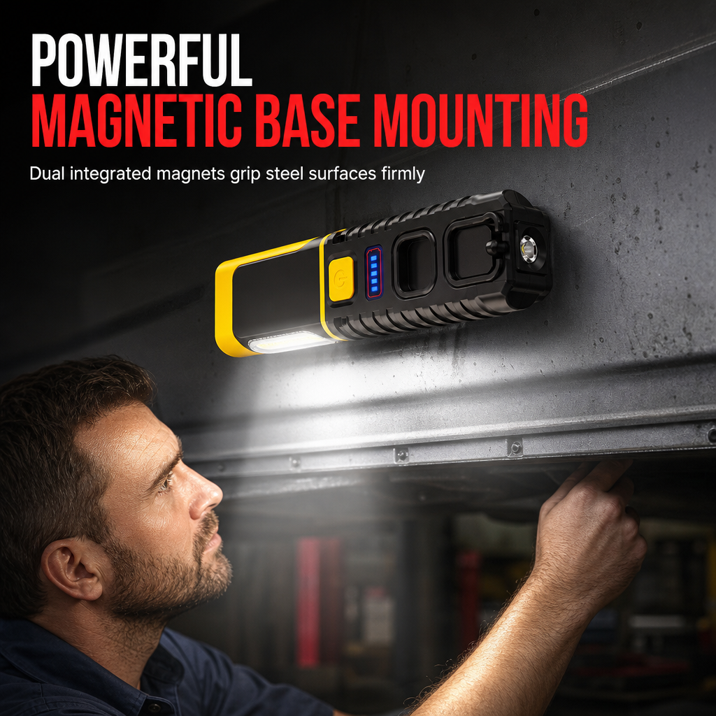 📢📢 50% OFF! Rechargeable LED Work Light – Magnetic Mount & Rotating Hook for Hands-Free Car Repairs 💡🔧