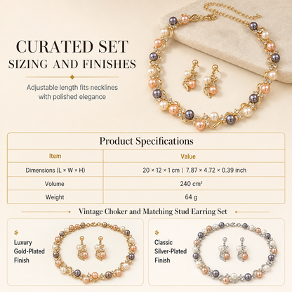 📢📢 50% OFF🌸Vintage Floral Jewelry Set – 2-Piece Leaf & Flower Bridal Accessories for Women