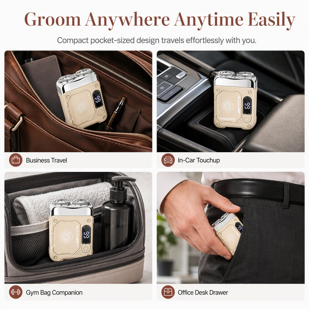 Shave Smooth On The Go Instantly! Pocket Dual-Head Electric Shaver