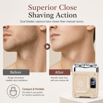 Shave Smooth On The Go Instantly! Pocket Dual-Head Electric Shaver