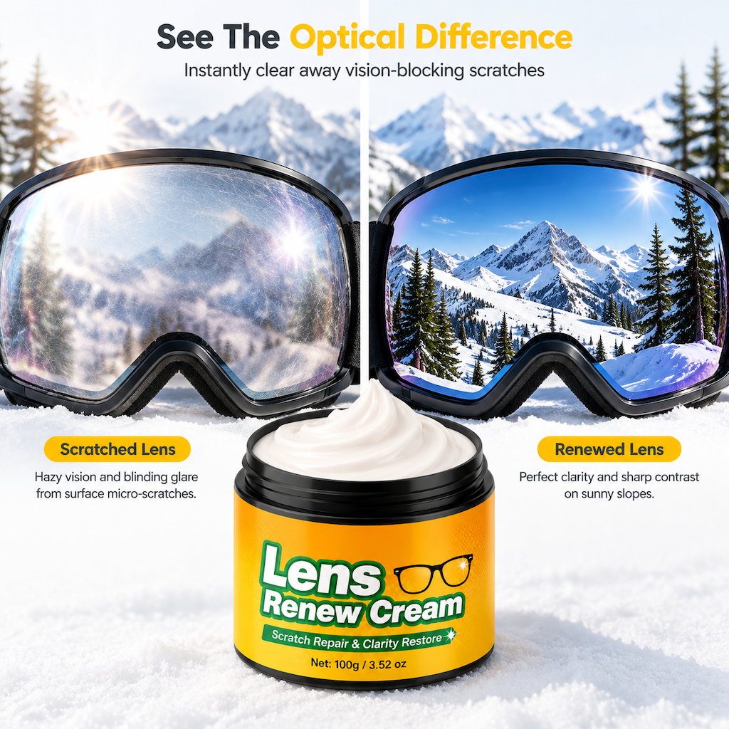 Lens Scratch Repair Cream Set with Sponge for Glasses Goggles Face Shields and Helmet Visors
