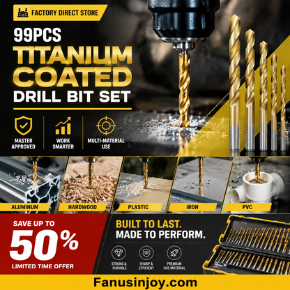 🔥99-piece high-speed steel titanium-plated twist drill bit set