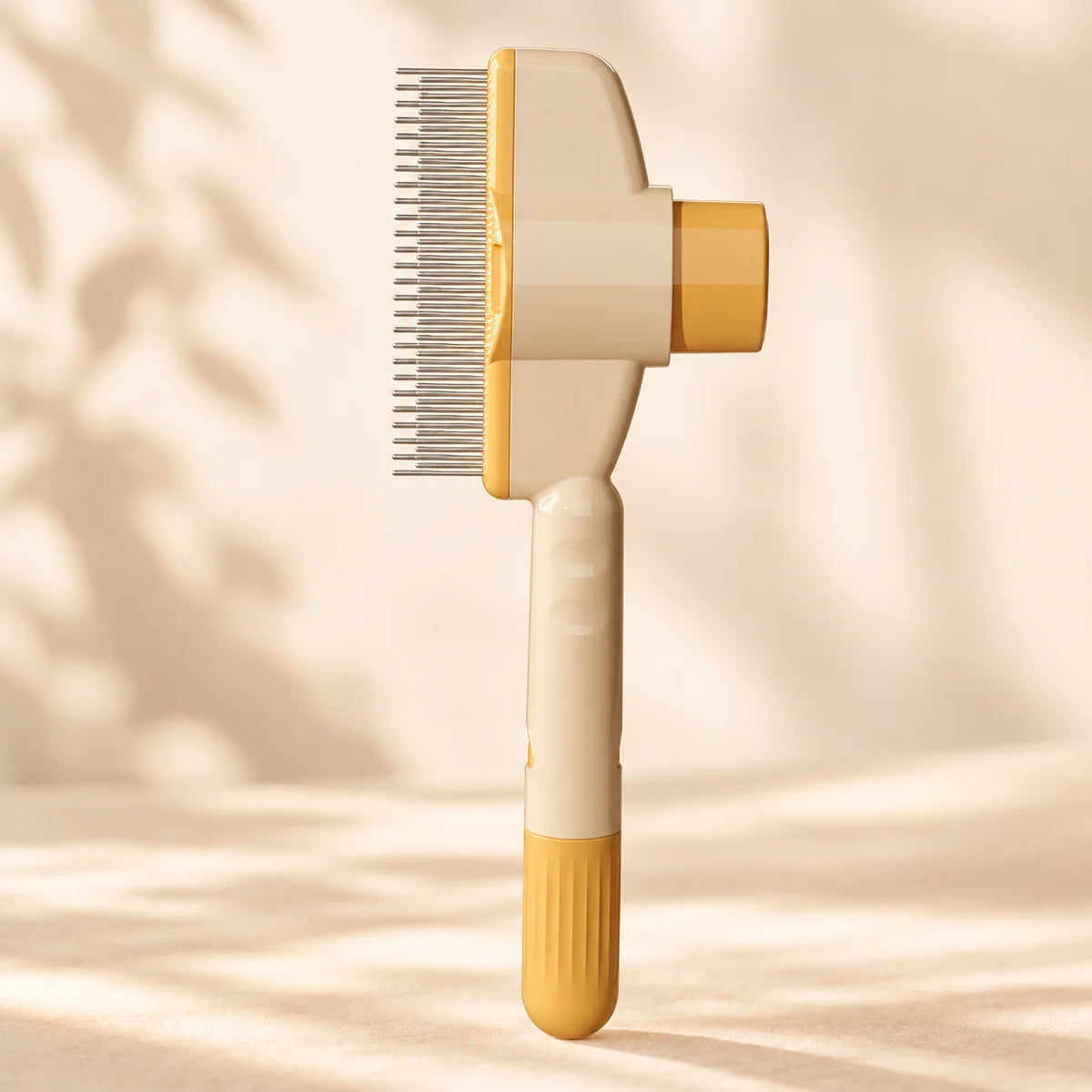 Yellow PAWIY CoatClick Pro self-cleaning deshedding comb